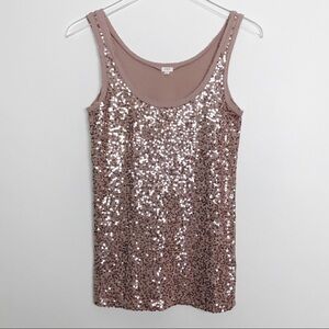 J. Crew Factory Blush Sequined Sleeveless Tank XS